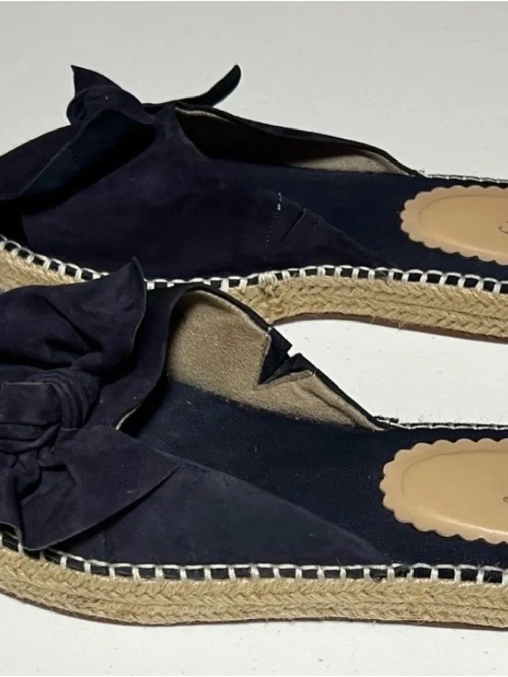 Crown & Ivy Navy Bow Espadrille Slide Sandals Sz 8